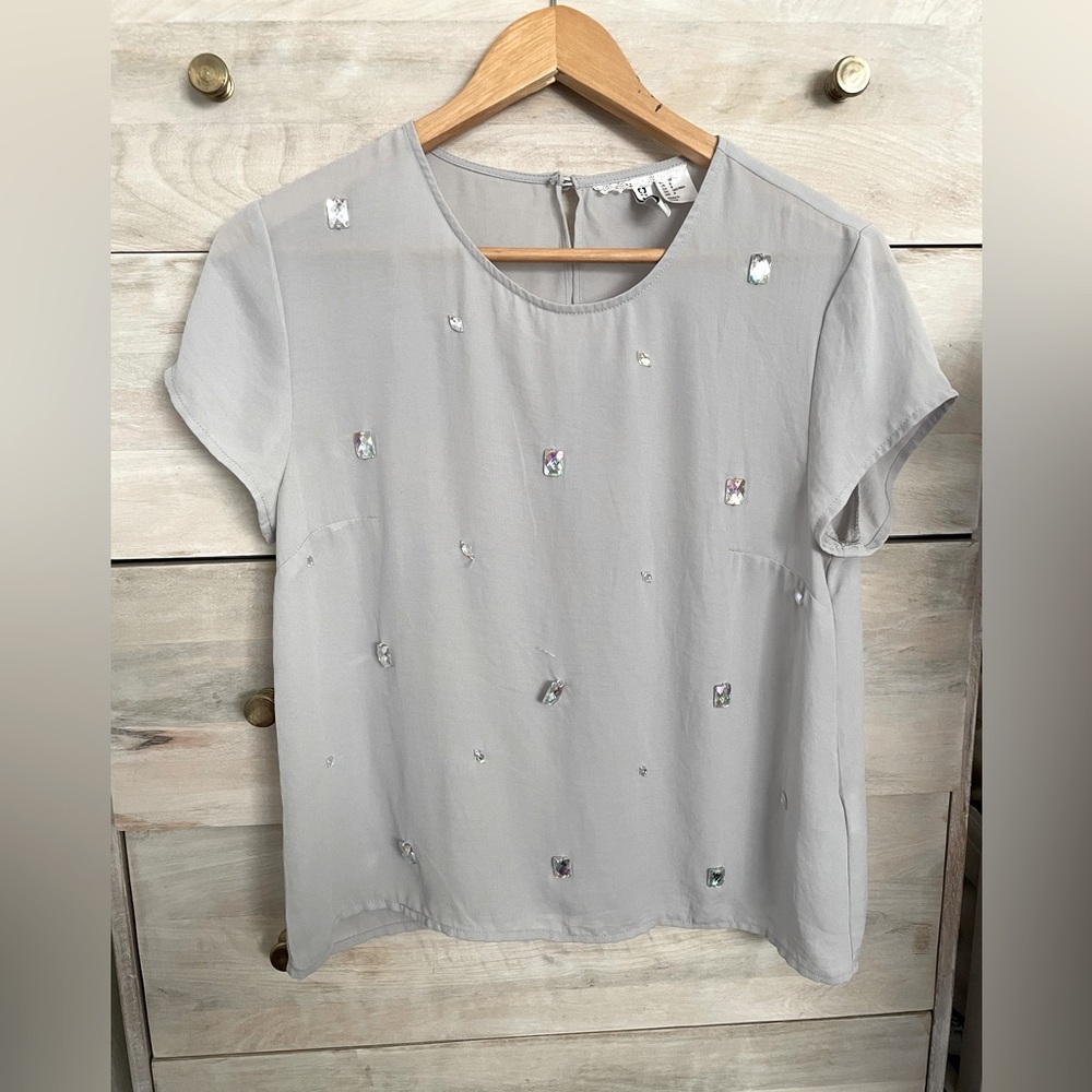 H&M jeweled light gray top